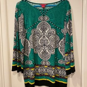 Sunny Leigh Green Paisley Shirt/ Tunic- M